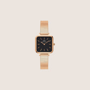 Daniel Wellington Women's Quadro Studio Rose Gold Black Dial Watch DW00100518