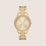 Michael Kors Women's Tibby Clear Stone-Set Gold Dial Watch MK7292