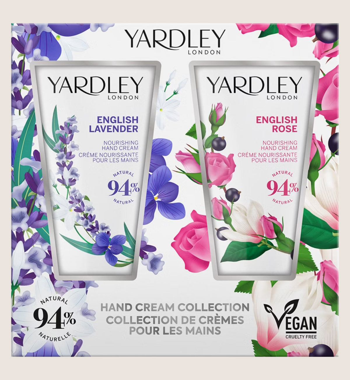 Yardley London English Lavender And English Rose Hand Cream Collection Bath & Body Gift Set For Her