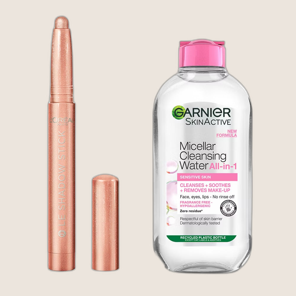L'Oréal Paris Paradise Le Shadow Stick Twinkling Rose & Garnier Micellar Water Duo Bundle 200ml