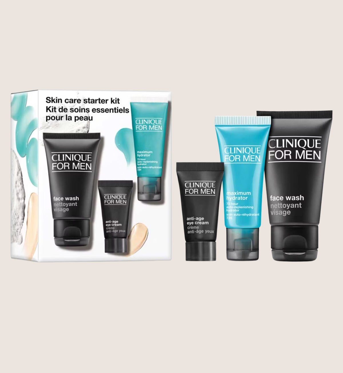 Clinique For Men Skincare Starter Kit - Face Wash, Maximum Hydrator Gel & Anti-Age Eye Cream