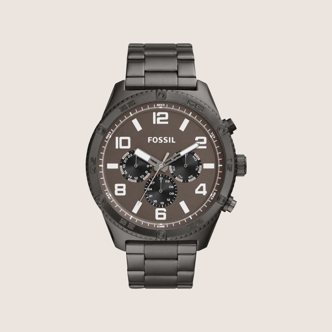 Fossil Mens Brox Grey Dial Gunmetal Watch BQ2533