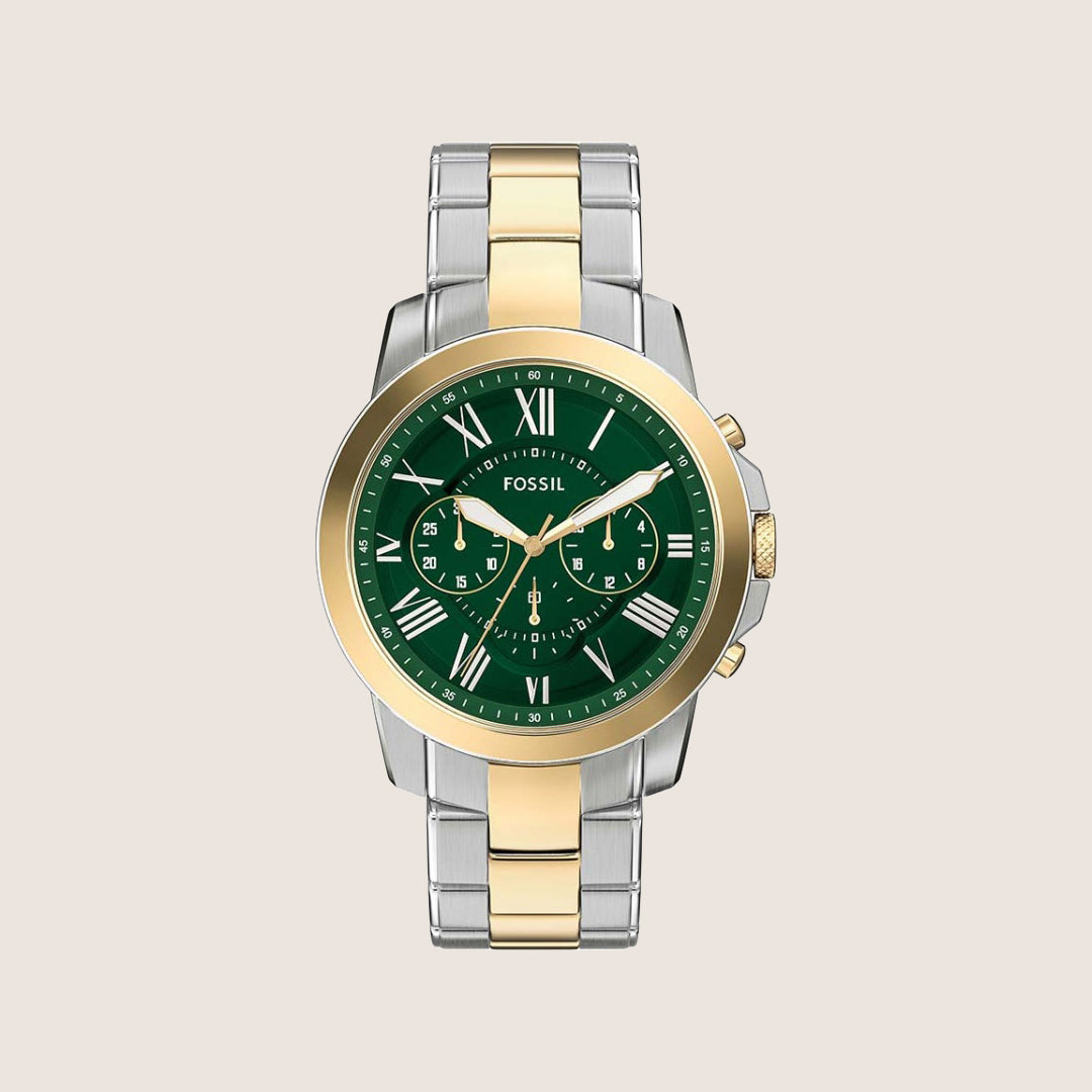 Fossil Mens Grant Green Chronograph Steel Watch FS6131