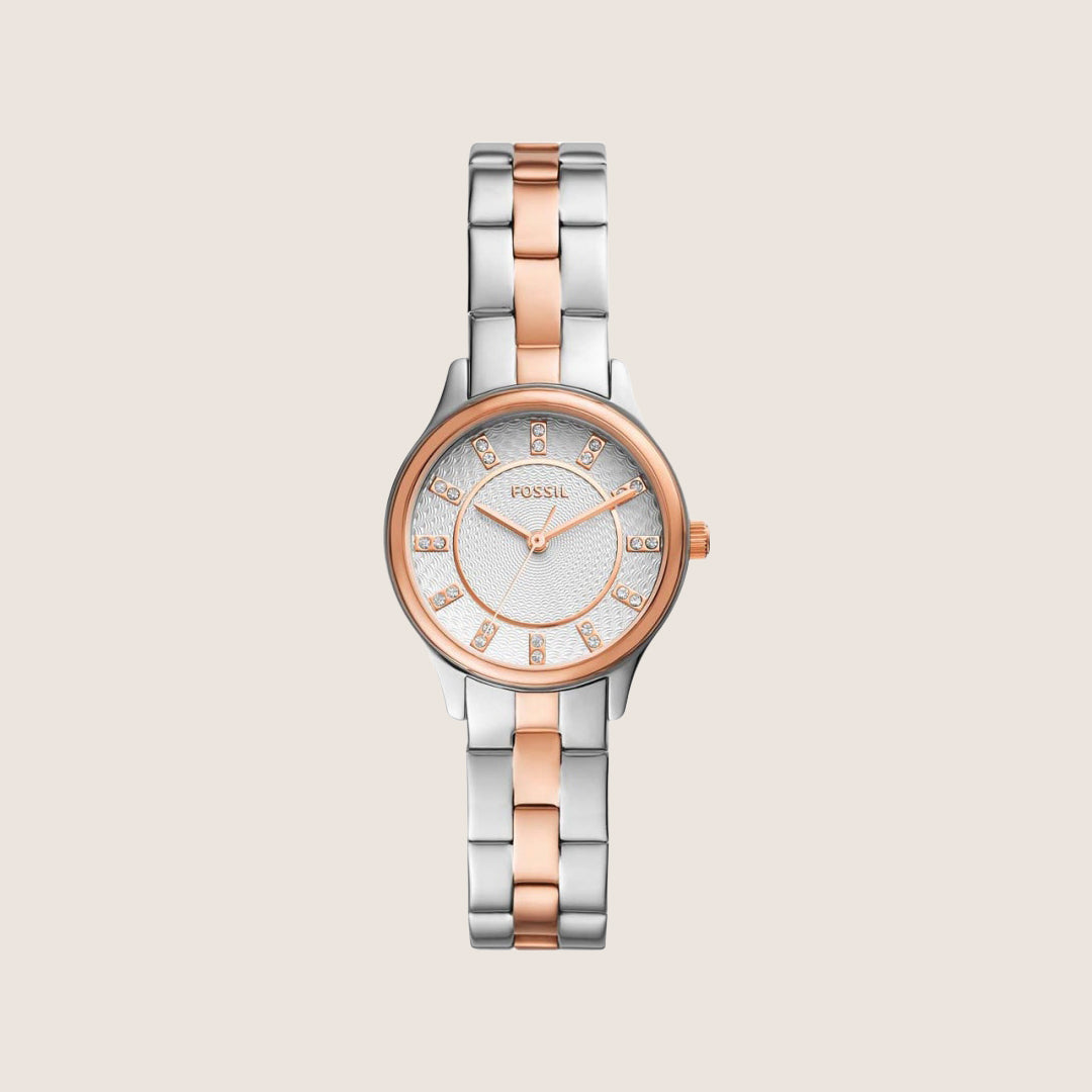 Fossil Women's Modern Sophisticate Two-Tone Crystal Bracelet Analogue Watch BQ3915