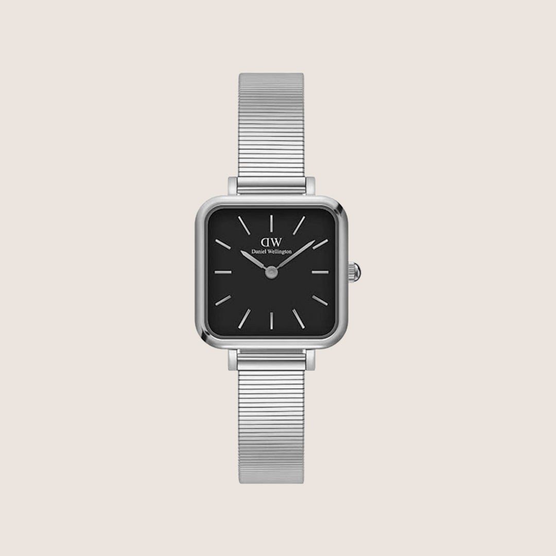 Daniel Wellington Women's Quadro Studio Silver Black Dial Watch DW00100522