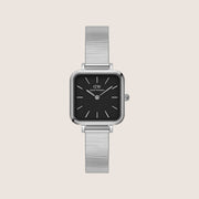 Daniel Wellington Women's Quadro Studio Silver Black Dial Watch DW00100522