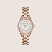 Michael Kors Women's Lauryn Clear Stone-Set Mother Of Pearl Dial Watch MK3716