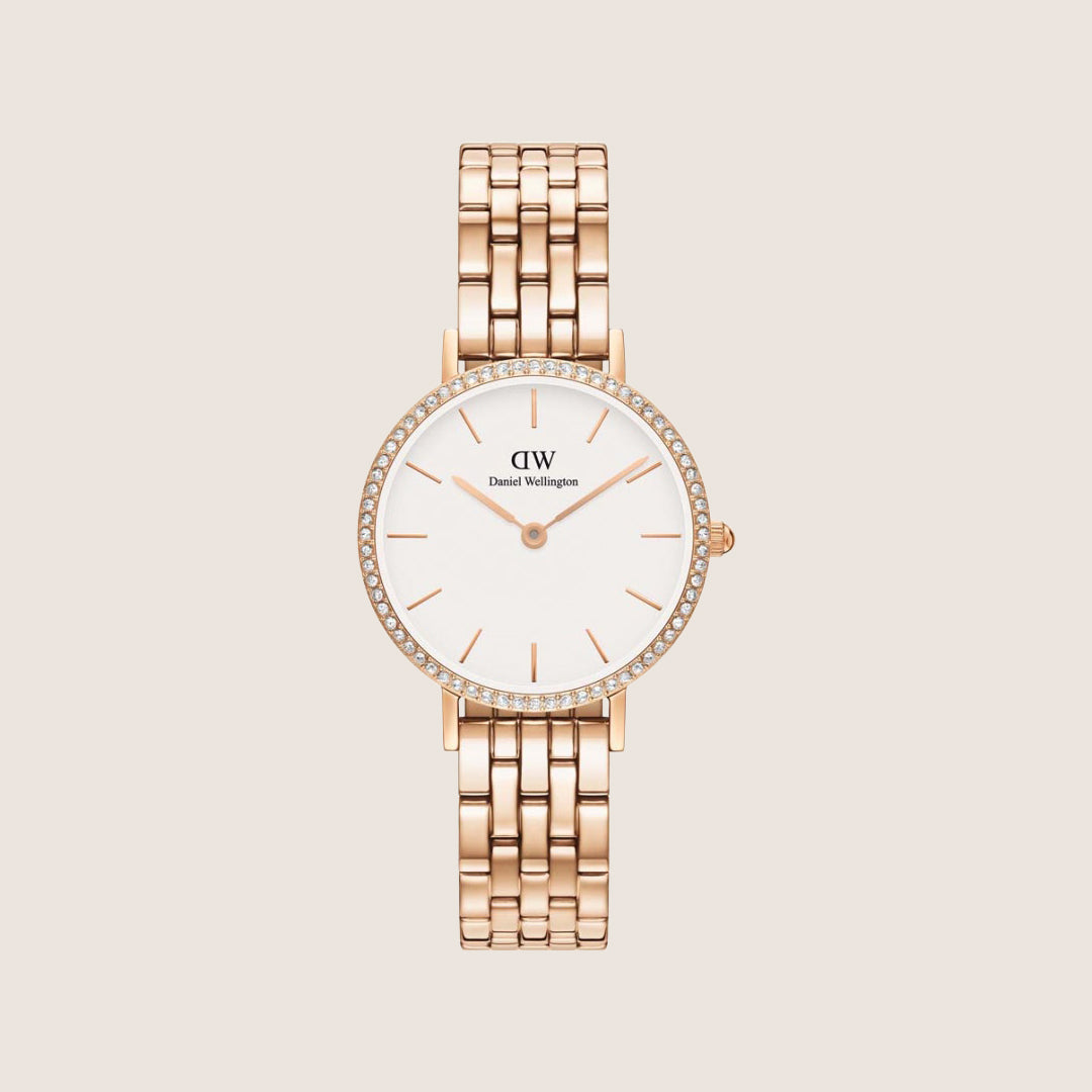 Daniel Wellington Women's Petite Lumine Rose Gold Crystal White Dial Watch DW00100666