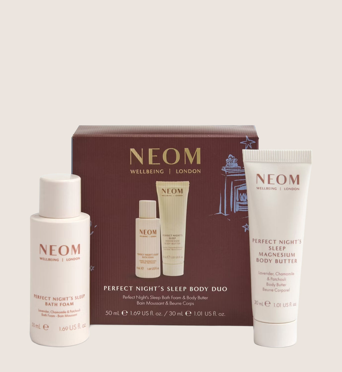 Neom Wellbeing Perfect Nights Sleep Body Duo Bath & Body Gift Set For Her
