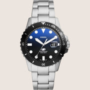 Fossil Men's Blue Dive Two-Tone Dial Silver Bracelet Watch FS6038