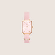 Daniel Wellington Women's Quadro Coral Rose Gold Mother-of-Pearl Textile Dial Watch DW00100509