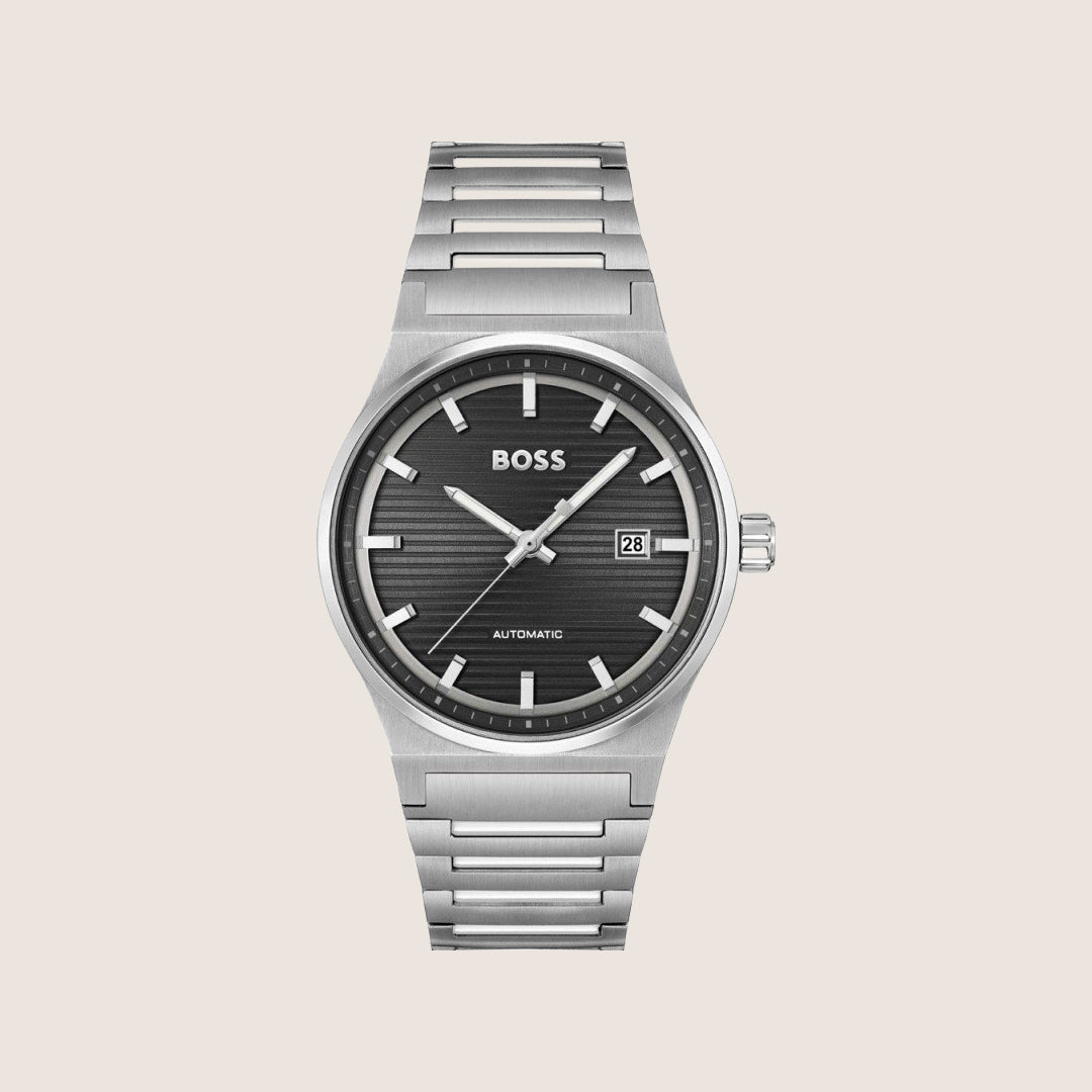 BOSS Men's Automatic Black Dial Silver Bracelet Watch 1514117
