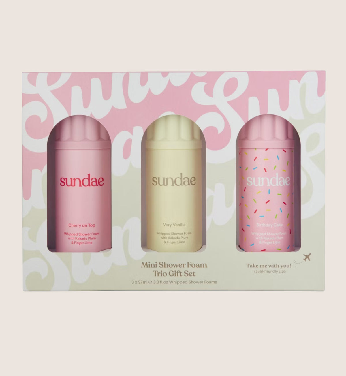 Sundae Shower Foam Minis Travel Trio Bath & Body Gift Set For Her
