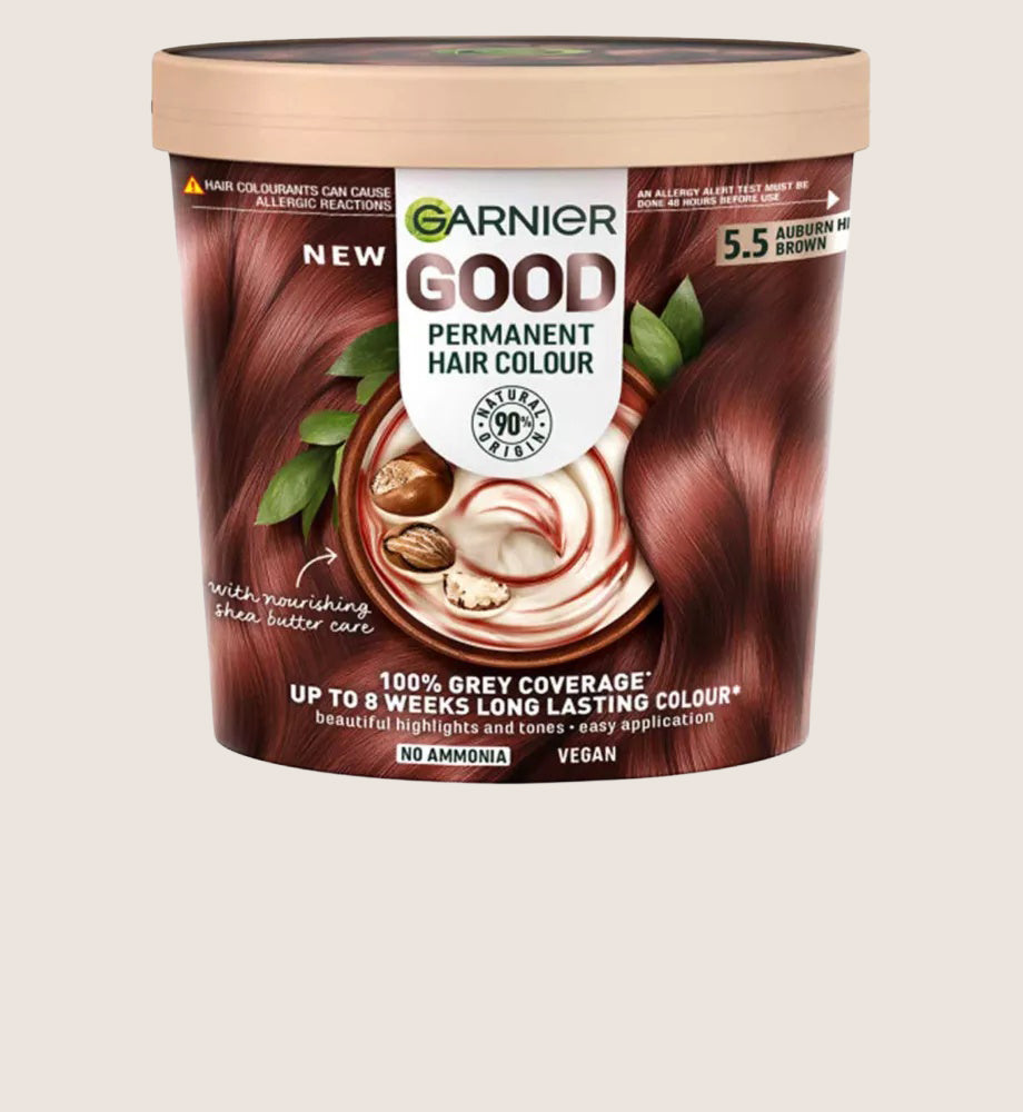 Garnier GOOD Permanent Hair Dye (Shade: 5.5 Auburn Hibiscus Brown) for vibrant, lasting colour