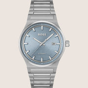 BOSS Men's Blue Dial Silver Steel Automatic Bracelet Watch 1514118