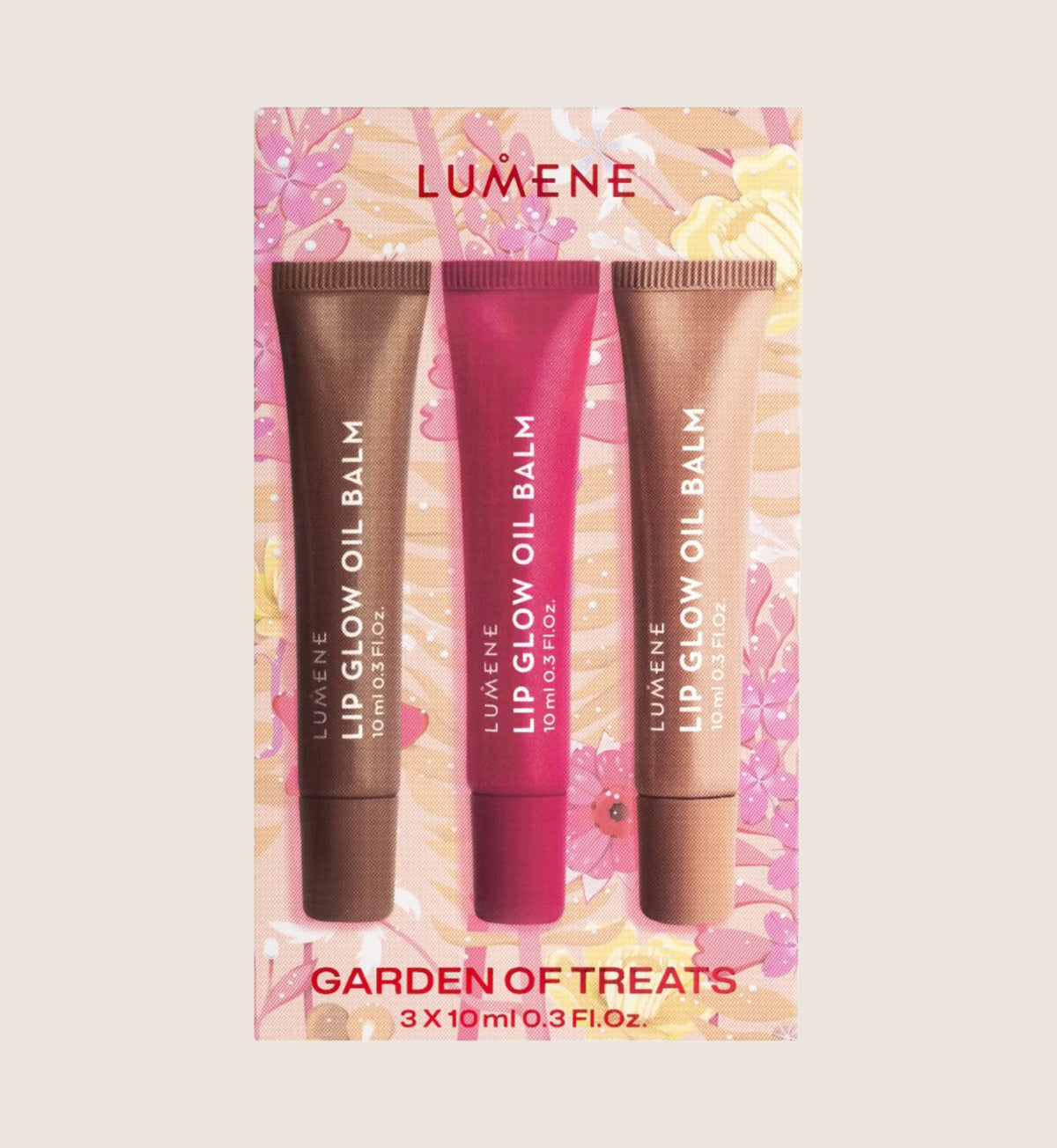Lumene Lip Glow Oil Balm Trio Beauty Gift Set For Her