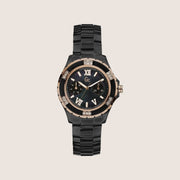 GC Ladies Black Ceramic Stone Set Day Date Mother Of Pearl Dial Watch X69118L2S