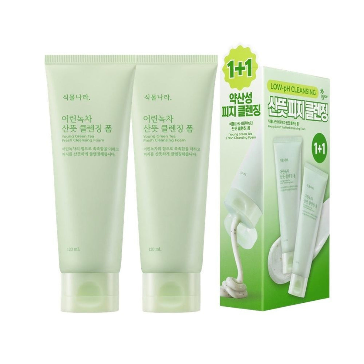 Shingmulnara Young Green Tea Refreshing Foam Cleanser 120ml 1+1 Set
