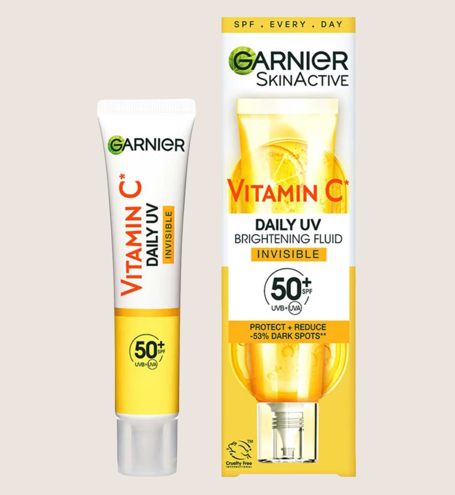 Garnier Vitamin C Daily UV, Invisible Brightening Fluid, SPF50+, Prevents & Corrects Damage 40ml