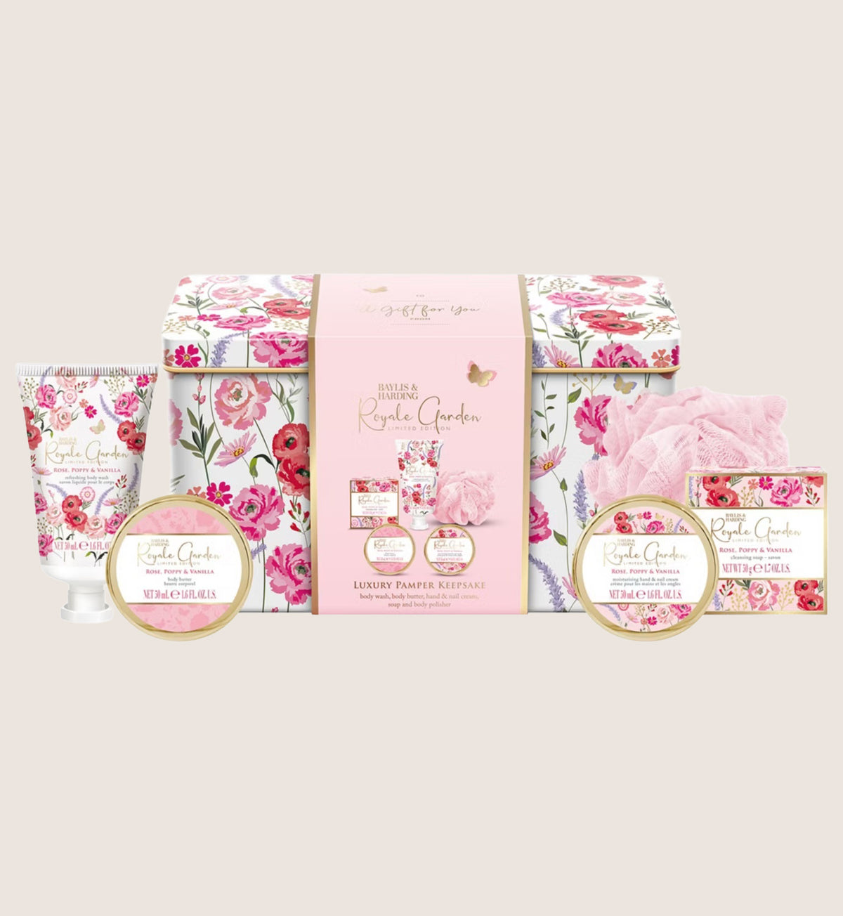 Baylis & Harding Royale Garden Luxury Pamper Tin Bath & Body Gift Set For Her