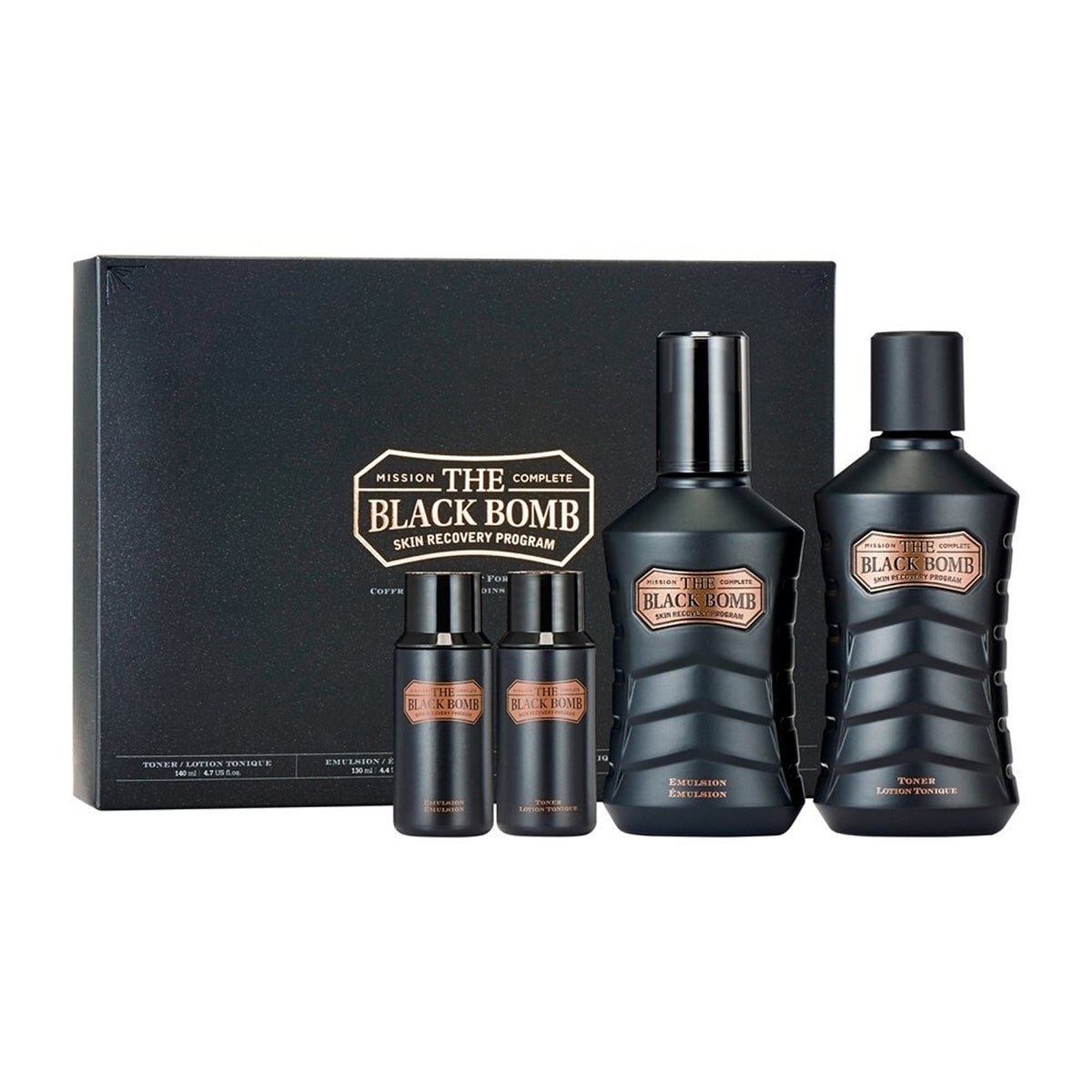 THE FACE SHOP The Black Bomb Set (Toner 140ml+Emulsion 130ml+Toner 32ml+Emulsion 32ml)