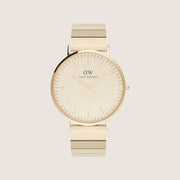 Daniel Wellington Mens Classic Piano Gold Dial Gold Bracelet 40mm Watch DW00100...
