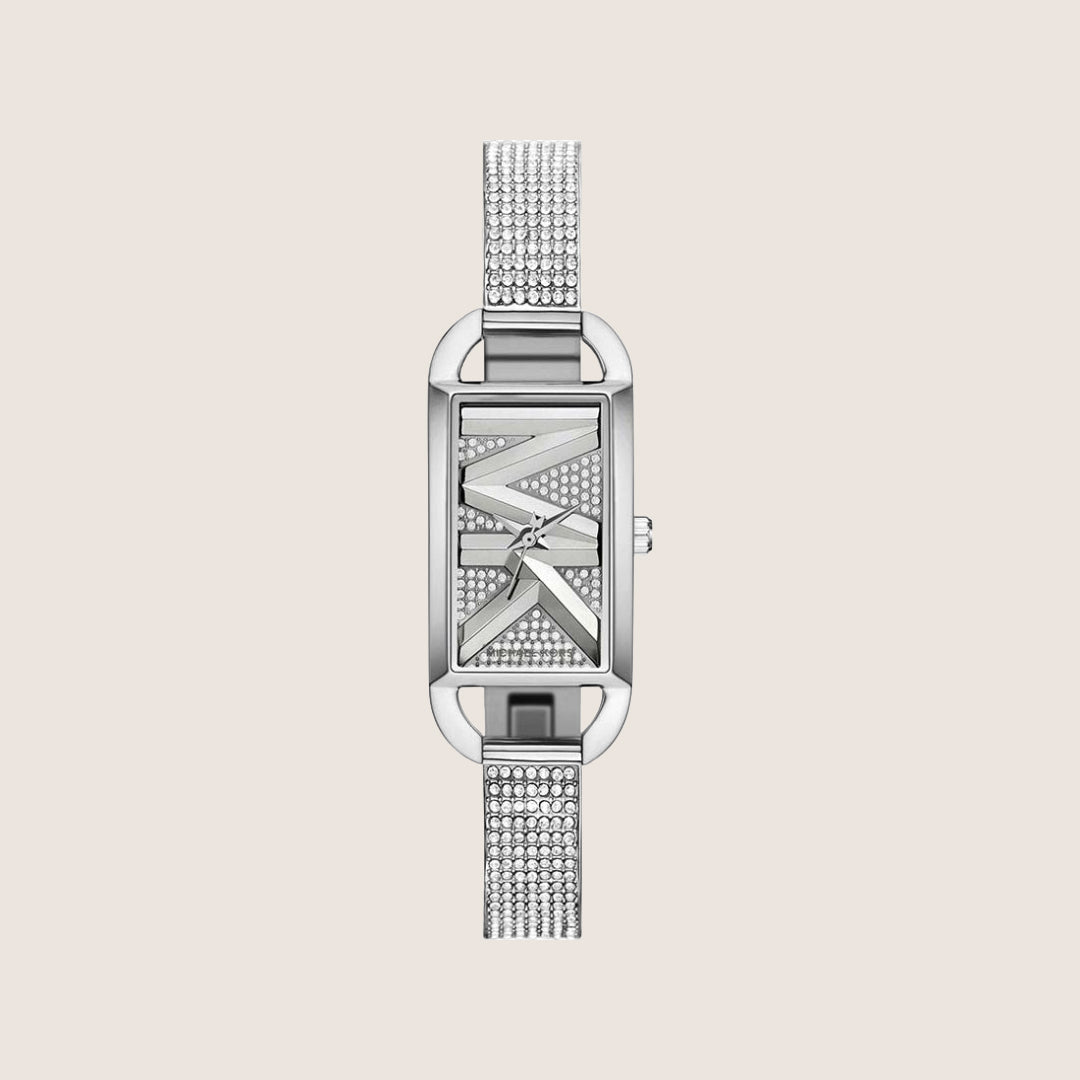 Michael Kors Women's Empire Clear Stone-Set Silver Dial Watch MK4841