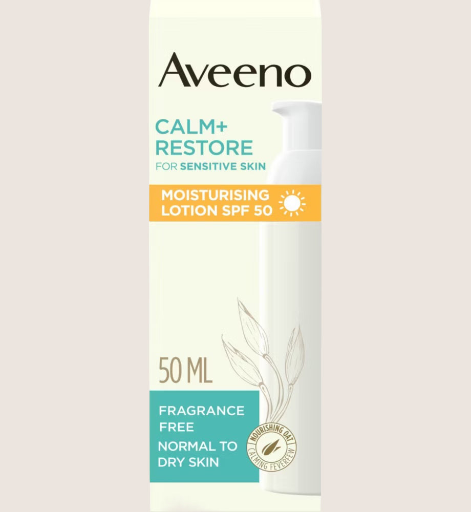 Aveeno Calm+Restore moisturising lotion SPF50 Long-lasting Moisture 50ml