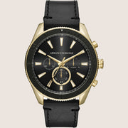 Armani Exchange Mens Sport Watch Black Leather Strap AX1818