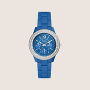 Fossil Women's Stella Blue Plastic Case Crystal Analogue Strap Watch ES5193