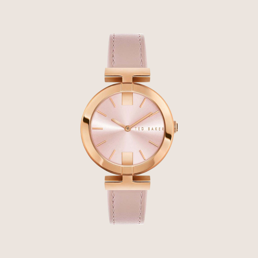 Ted Baker Ladies Darbey Rose Gold Pink Leather Strap Watch BKPDAF202