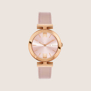 Ted Baker Ladies Darbey Rose Gold Pink Leather Strap Watch BKPDAF202
