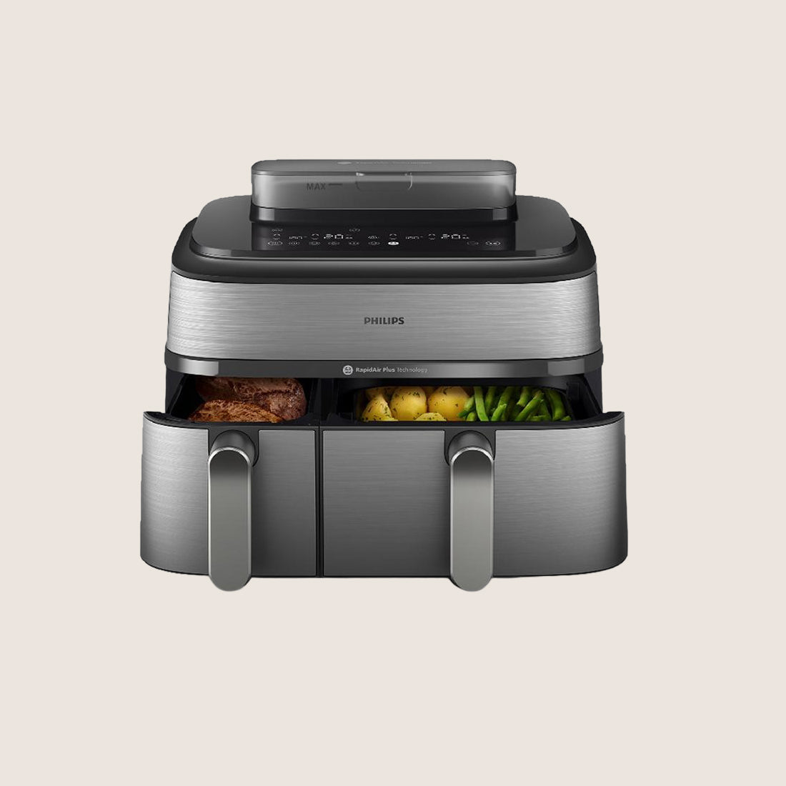 PHILIPS 5000 Series NA555/09 Dual Basket Steam Air Fryer 9L - Silver