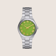 Michael Kors Women's Lennox Clear Stone-Set Green Dial Watch MK7463