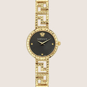 Versace Ladies Greek Goddess Watch Gold Bracelet Black Dial VE7A00423