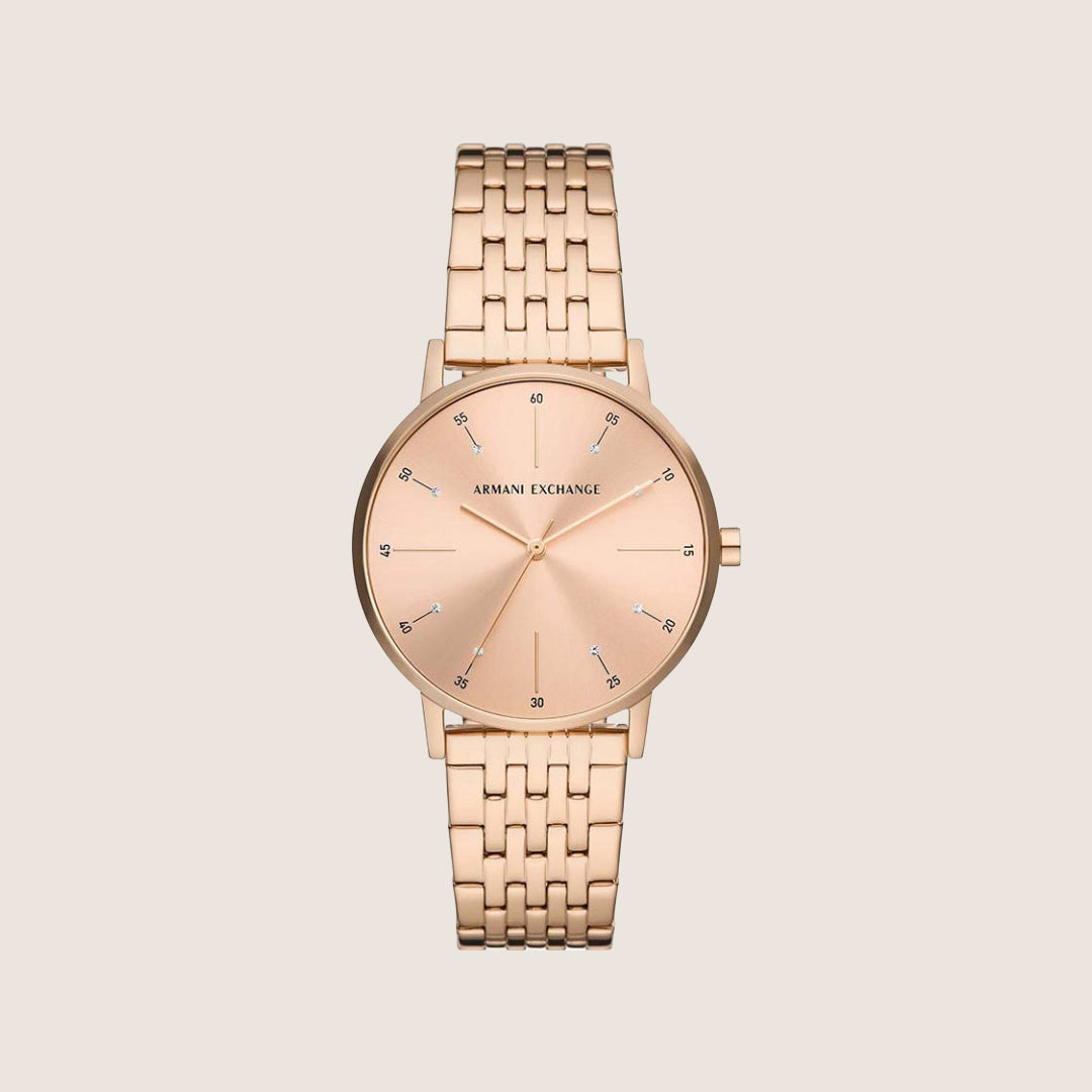 Armani Exchange Women's Dress Watch Rose Gold Dial Slim Case AX5581