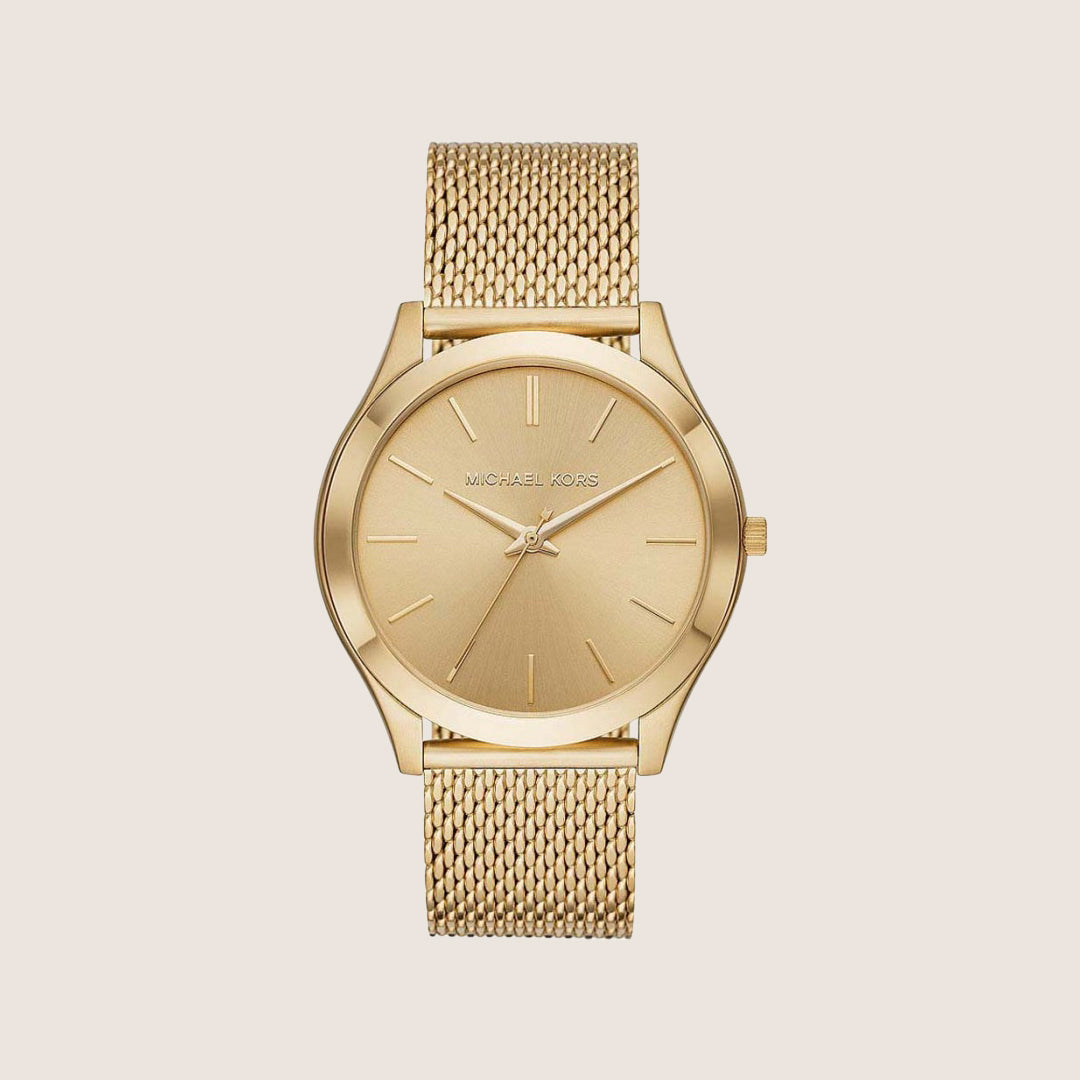 Michael Kors Men's Slim Runway All-Gold Dial Stainless Steel Bracelet Watch MK8625