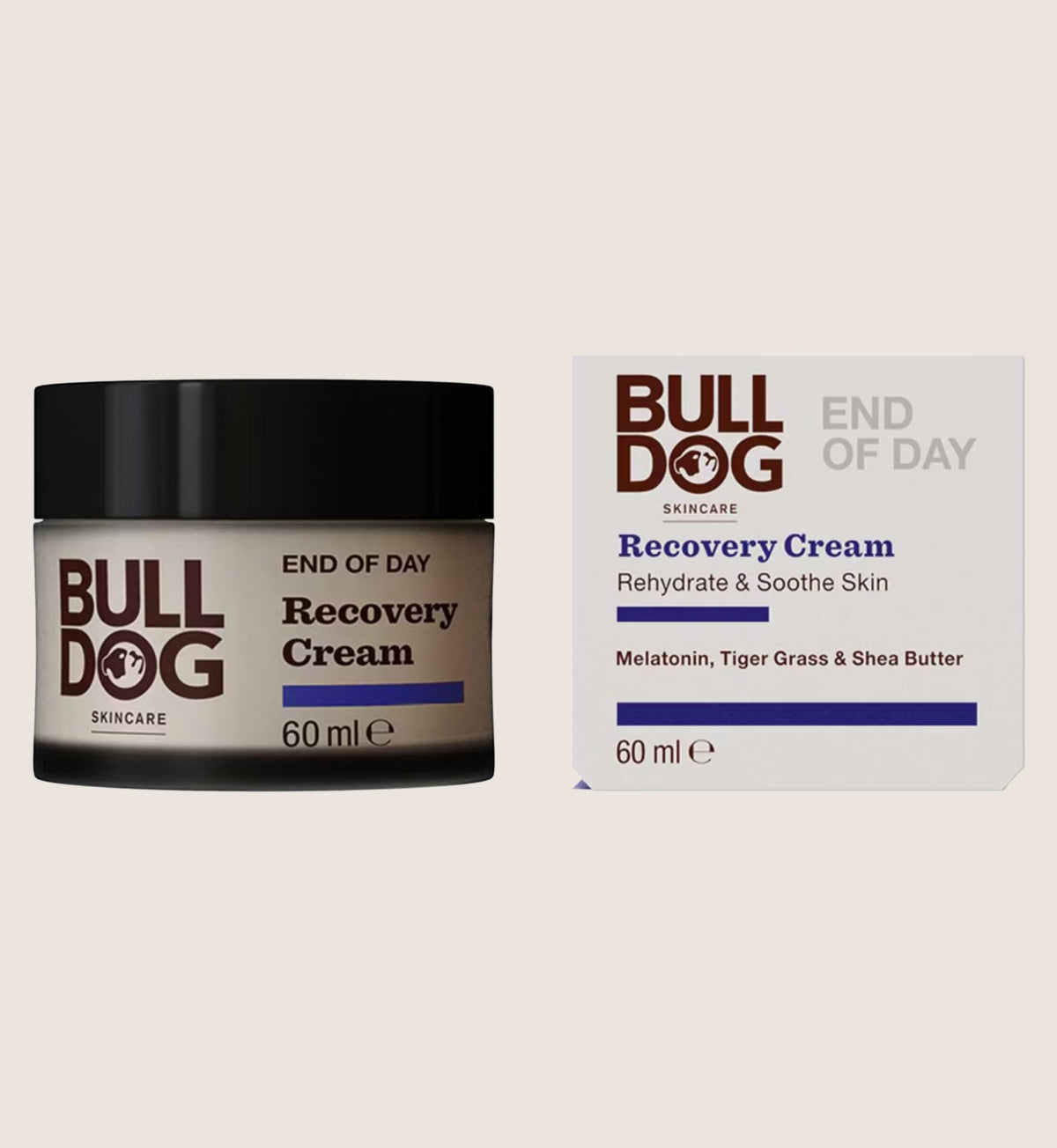 Bulldog Skincare End of Day Recovery Face Cream for Men with Melatonin & Shea Butter 60ml