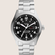 Fossil Men's Defender Black Dial Silver Bracelet Watch FS5976