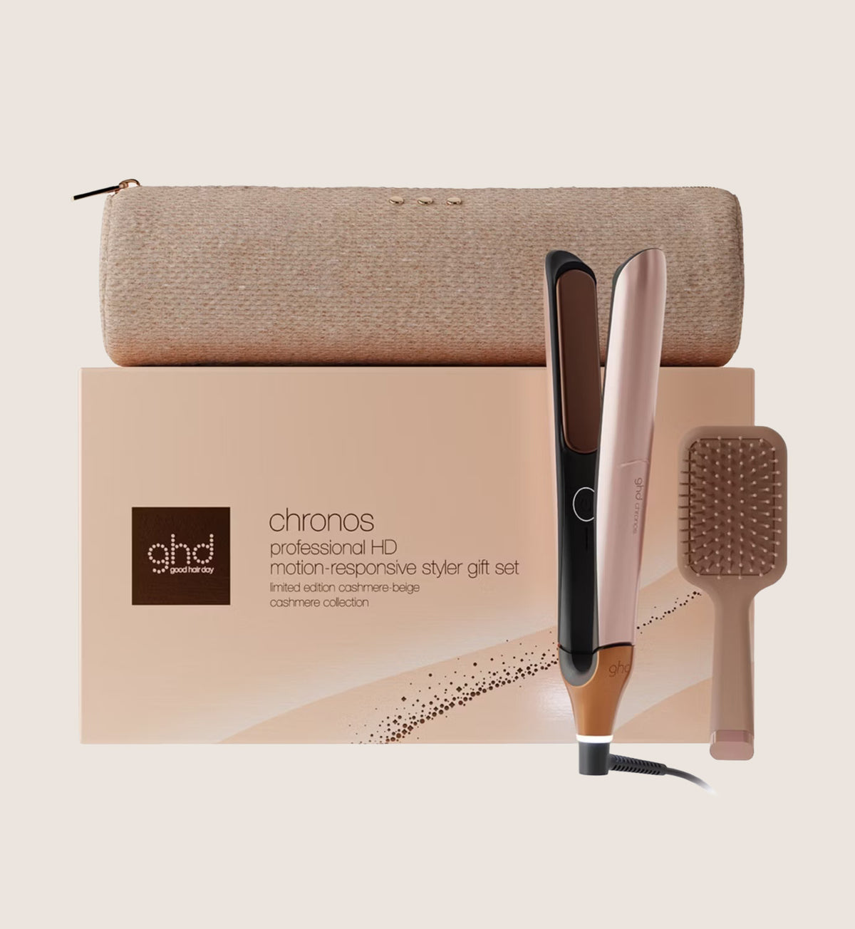 ghd Chronos Hair Straightener Festive Edition In Cashmere Beige Beauty Gift Set For Her