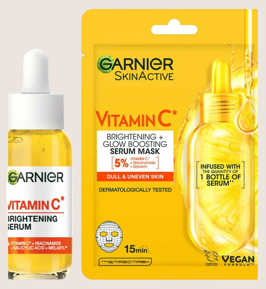 Garnier Vitamin C Glow Duo Bundle Mask & Serum Set
