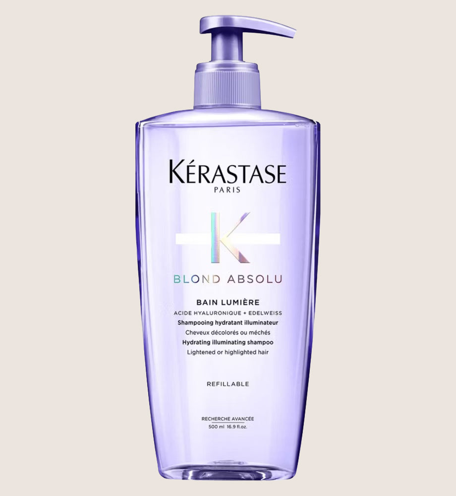 Kérastase Blond Absolu Shampoo Hydrating Refillable Bottle for Lightened & Highlighted Blonde Hair with Hyaluronic Acid Hydrating Formula 500ml