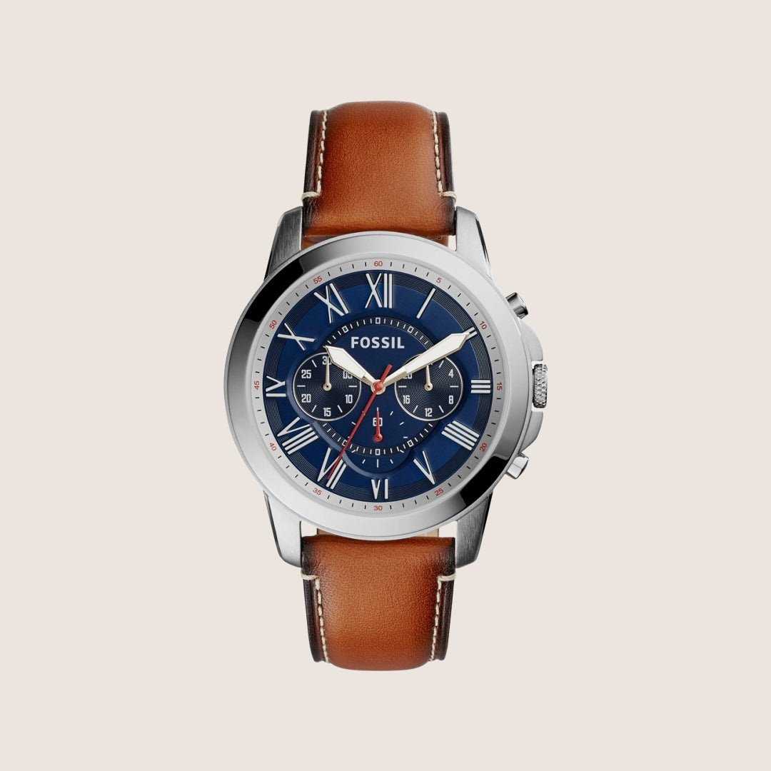 Fossil Mens Grant Blue Dial Chronograph Watch FS5210
