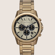 Armani Exchange Mens Dress Watch Gold Stainless Steel Bracelet AX1739