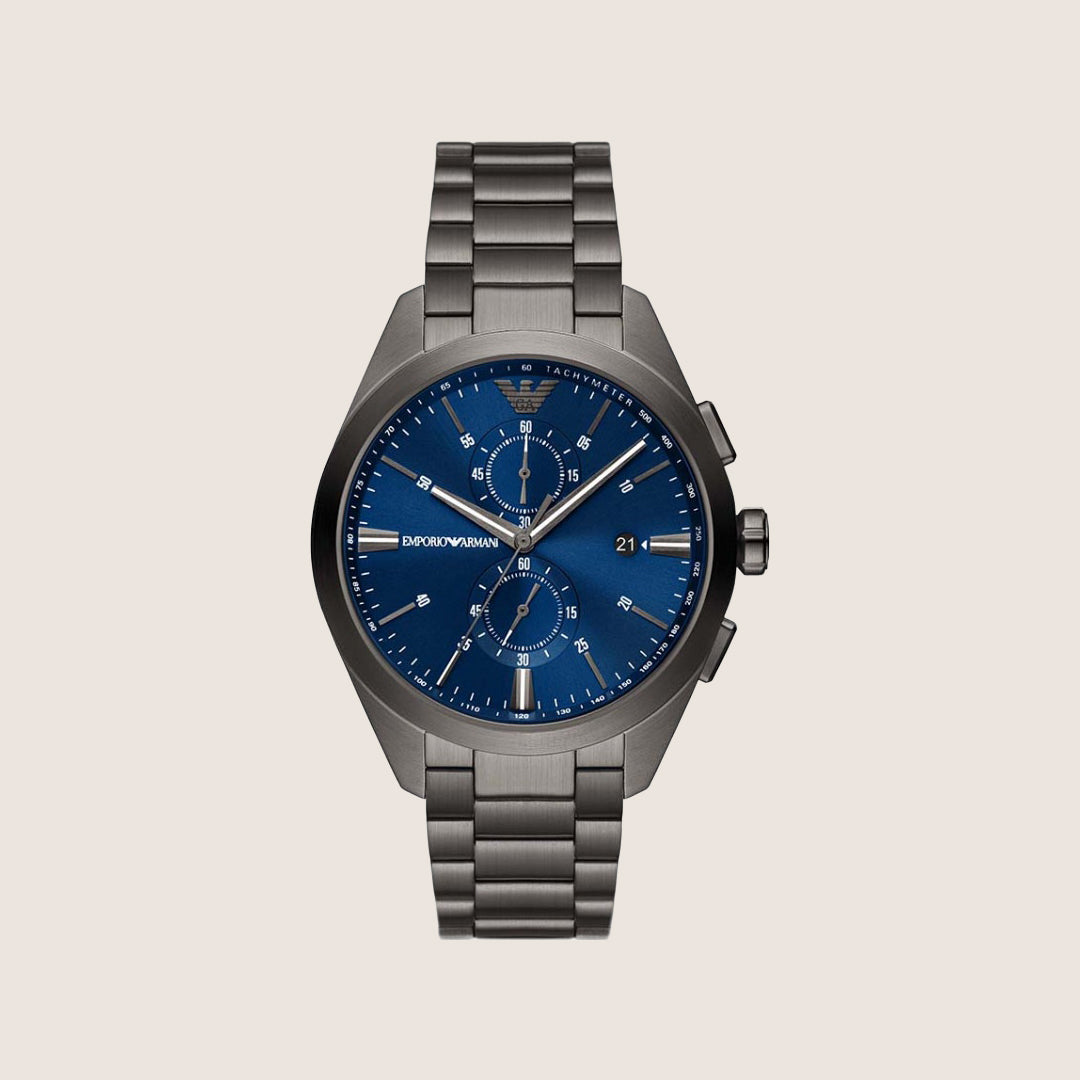 Emporio Armani Men's Watch Black Dial Gunmetal Steel Bracelet AR11481
