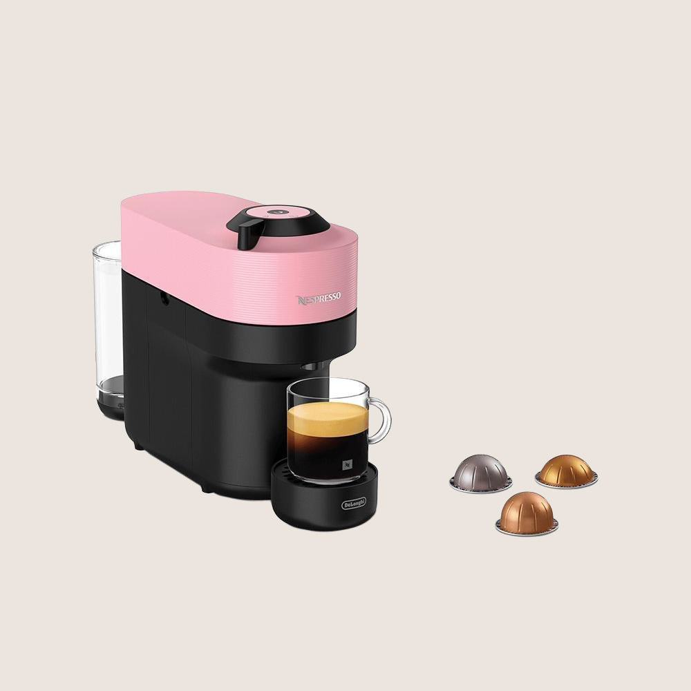 NESPRESSO by De'Longhi Vertuo Pop ENV90.P Pod Coffee Machine 6 Cup Sizes App Compatible 0.6L - Pink