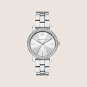 Michael Kors Women's Corey Clear Stone-Set Silver Dial Watch MK7549