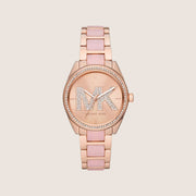 Michael Kors Women's Janelle Clear Stone-Set Rose Gold Dial Watch MK4731