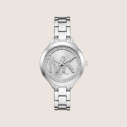 Michael Kors Women's Aspyn Clear Stone-Set Silver Dial Watch MKO1108