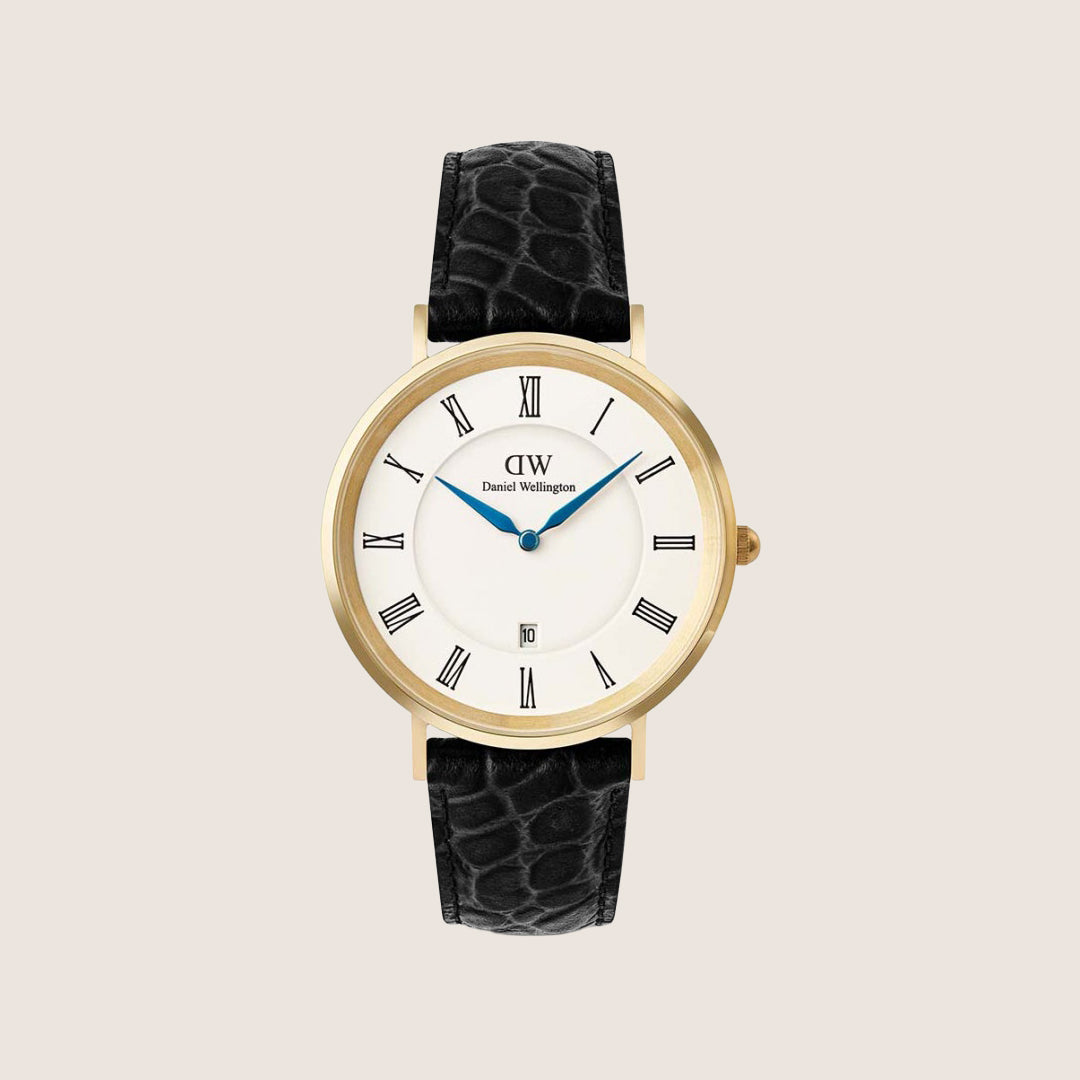 Daniel Wellington Mens Classic Gold White Dial Date Roman Numeral 40mm Watch DW00100...